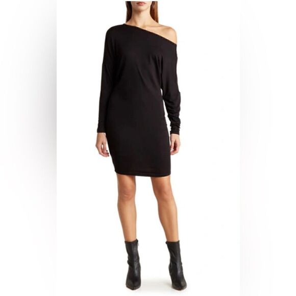 🖤Wilfred Free Women's Diapason Long-Sleeve Scoop Neck T-Shirt Dress Black - Picture 8 of 8